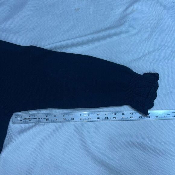 Vintage Susan Bristol Navy Blue Rose Crochet Hem Cardigan Hand Embroidered XL‎ - Picture 8 of 10